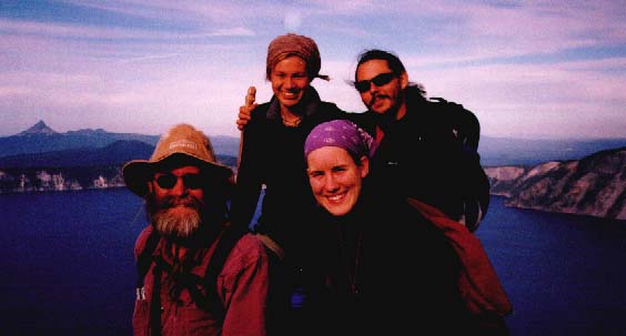 DEEP director Chant Thomas and Ecosterians on summit of Applegate Peak (8,061') on the rim of Crater Lake.